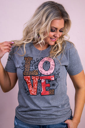 'Love' Premium Heather Gray Graphic Tee - A3271PHG