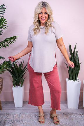 Joy Of Simple Moments Sand Solid High-Low Top - T10064SD