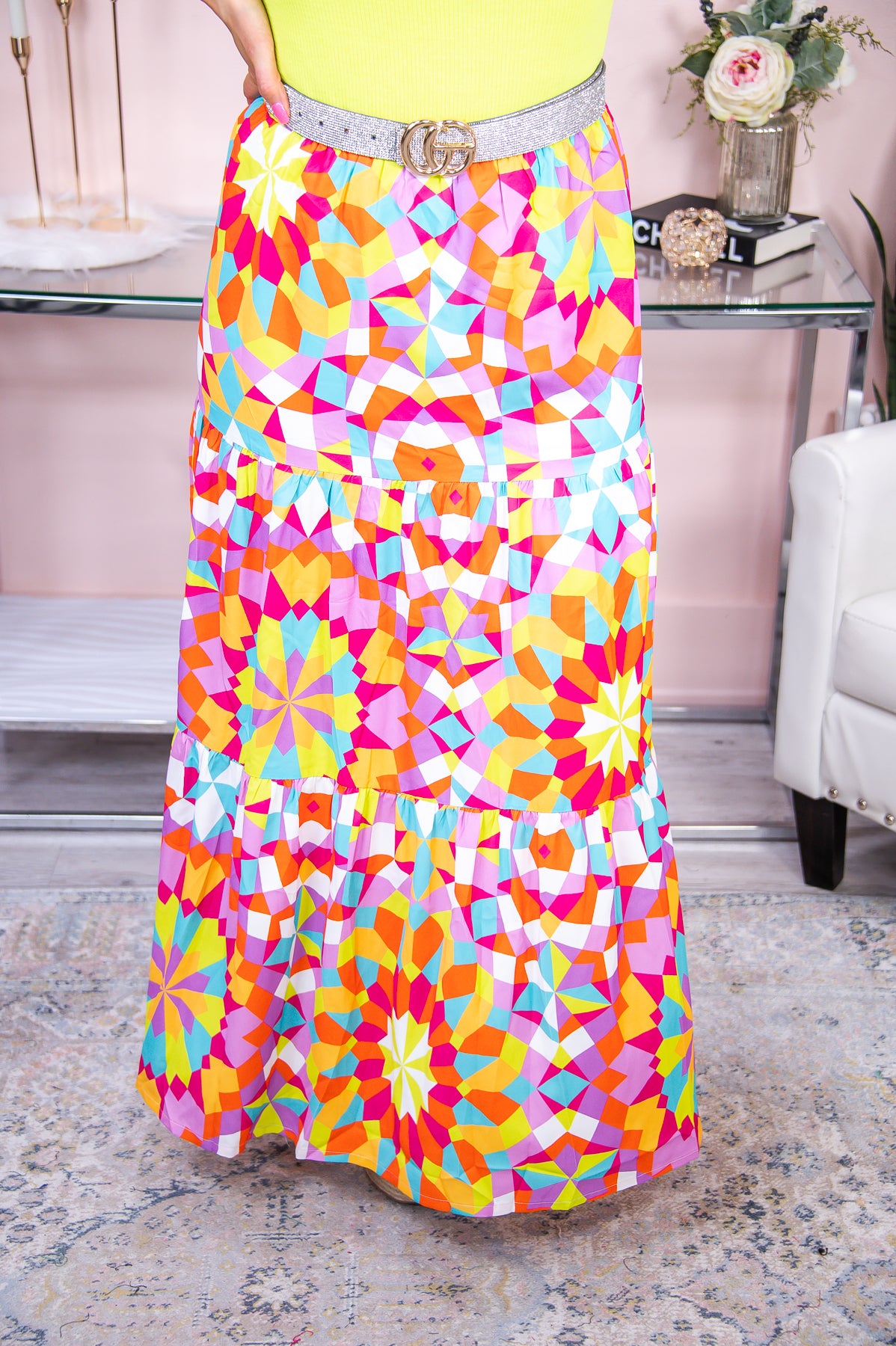 Twirling With Beauty Multi Color Printed Skirt - E1124MU