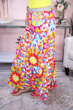 Twirling With Beauty Multi Color Printed Skirt - E1124MU