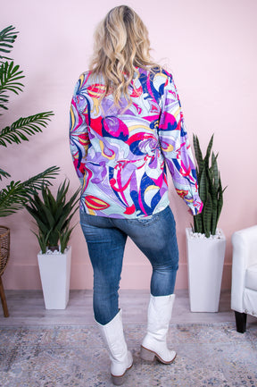 Colorful Sensation Purple/Multi Color Printed Sequin Top - T10078PU