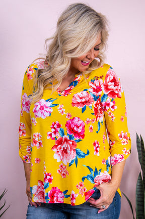 Promising Future Yellow/Multi Color Floral Top - T10068YE