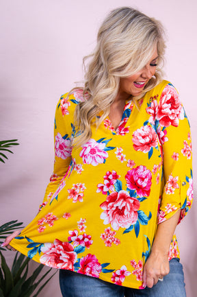 Promising Future Yellow/Multi Color Floral Top - T10068YE