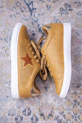 Roaming The City Taupe/Gold Star Shoes - SHO2619TA