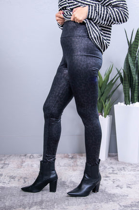 Unbeatable Memories Black/Gold Printed Faux Leather Leggings - LEG3111BK