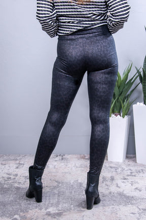 Unbeatable Memories Black/Gold Printed Faux Leather Leggings - LEG3111BK