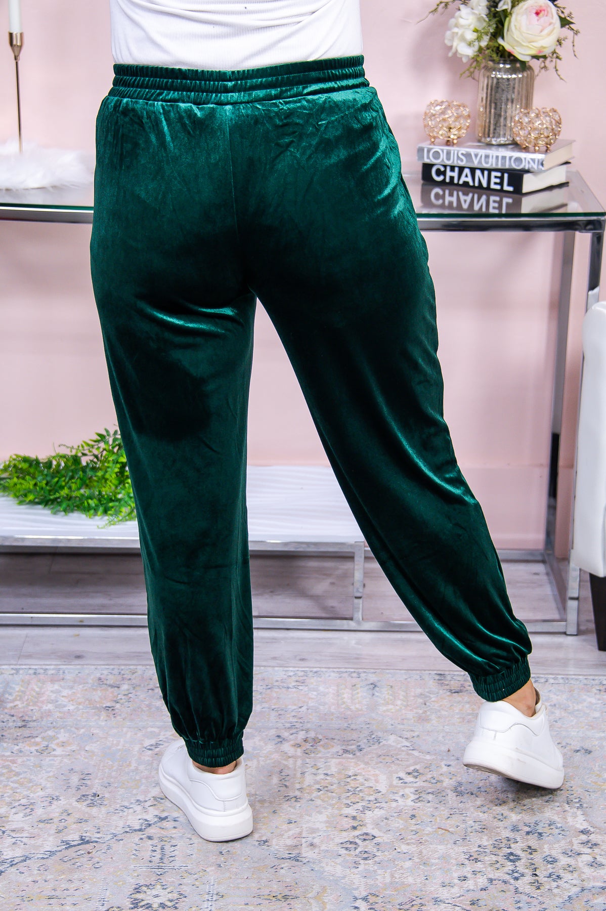 Not Perfect But Pretty Close Green Solid Velvet Joggers - PNT1477GN