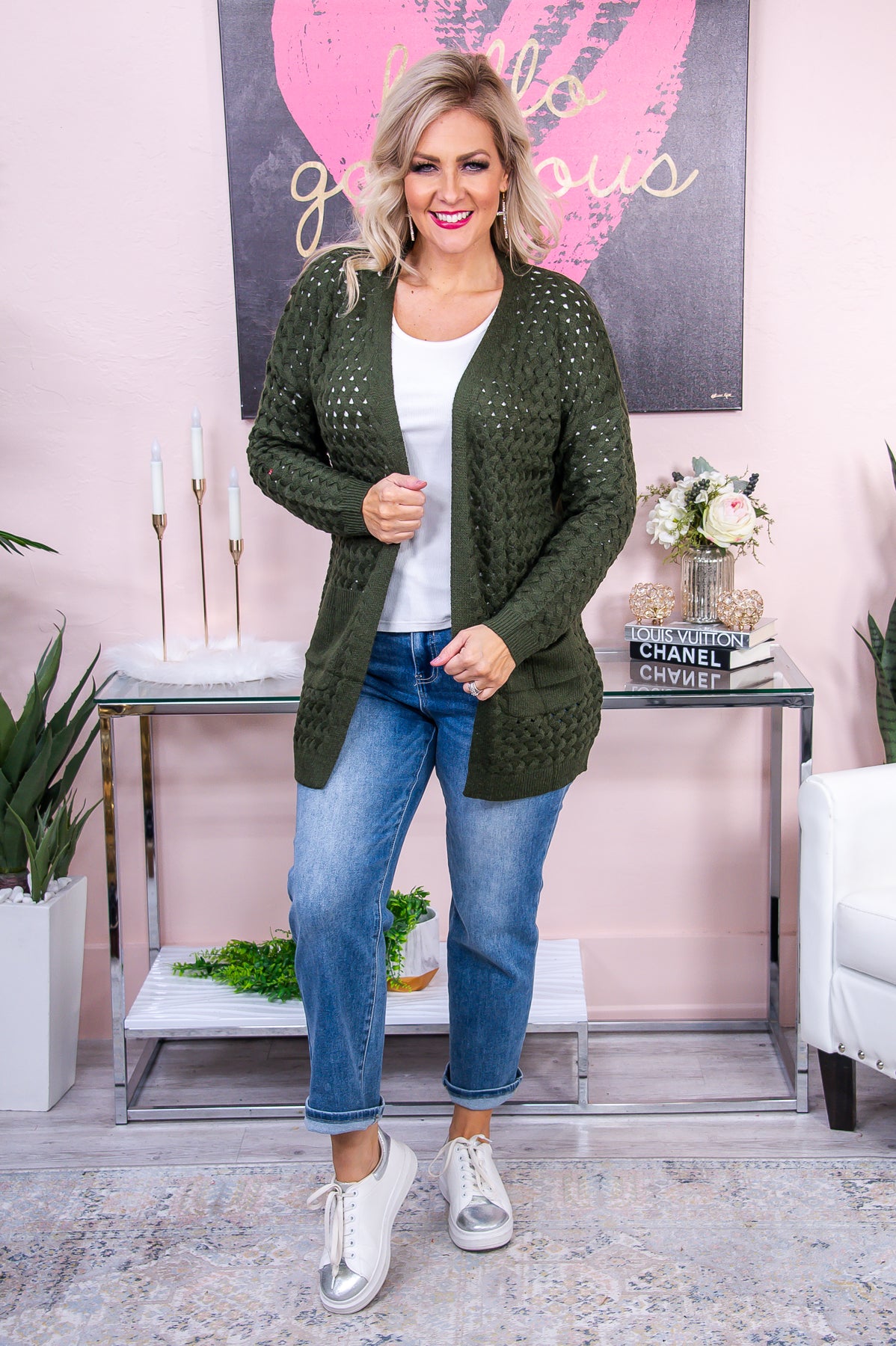 Mind Your Heart Hunter Green Solid Knitted Cardigan - O4958HGN