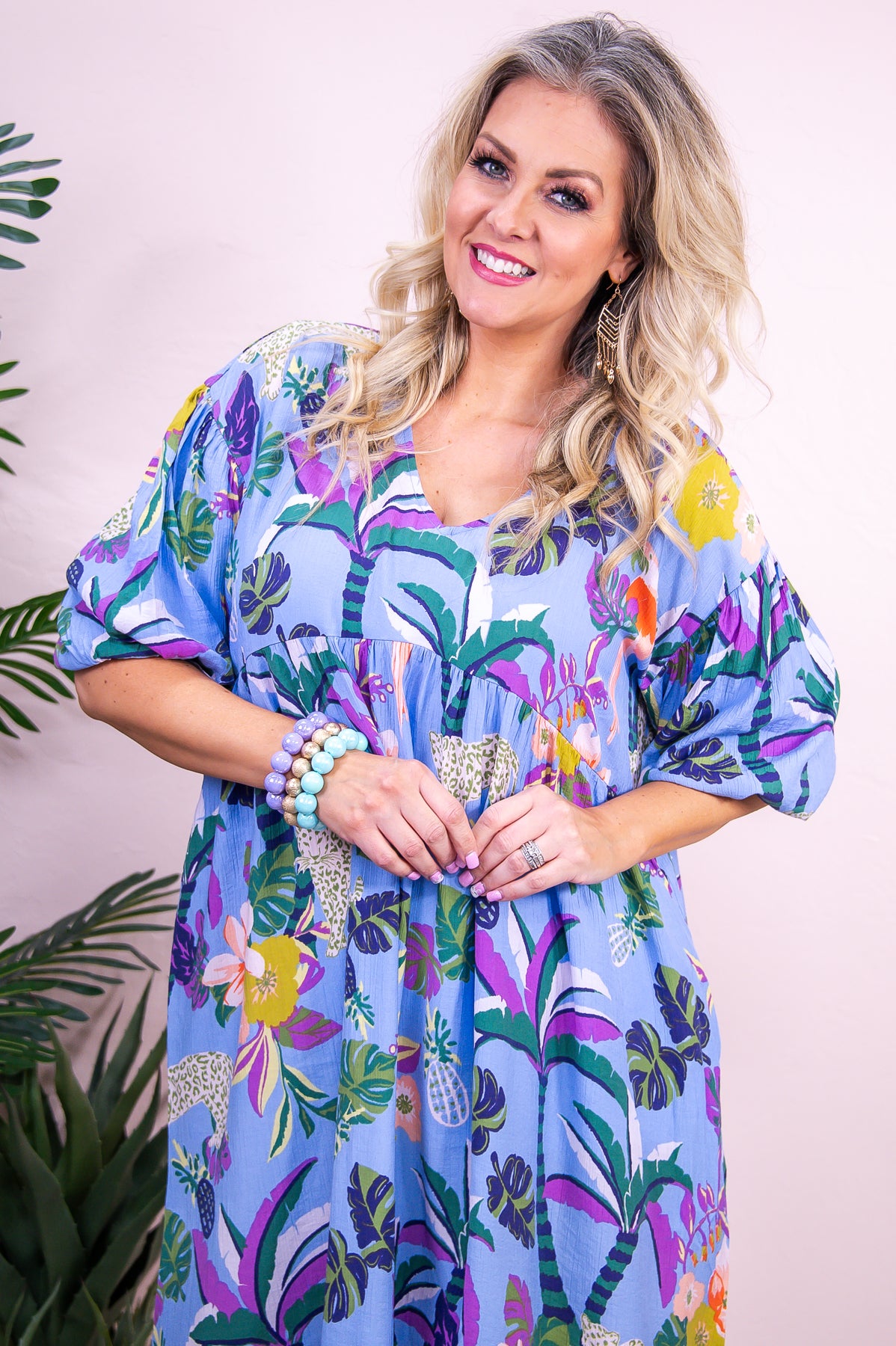Dreaming Of Paradise Periwinkle/Multi Color Floral/Printed Dress - D5214PW