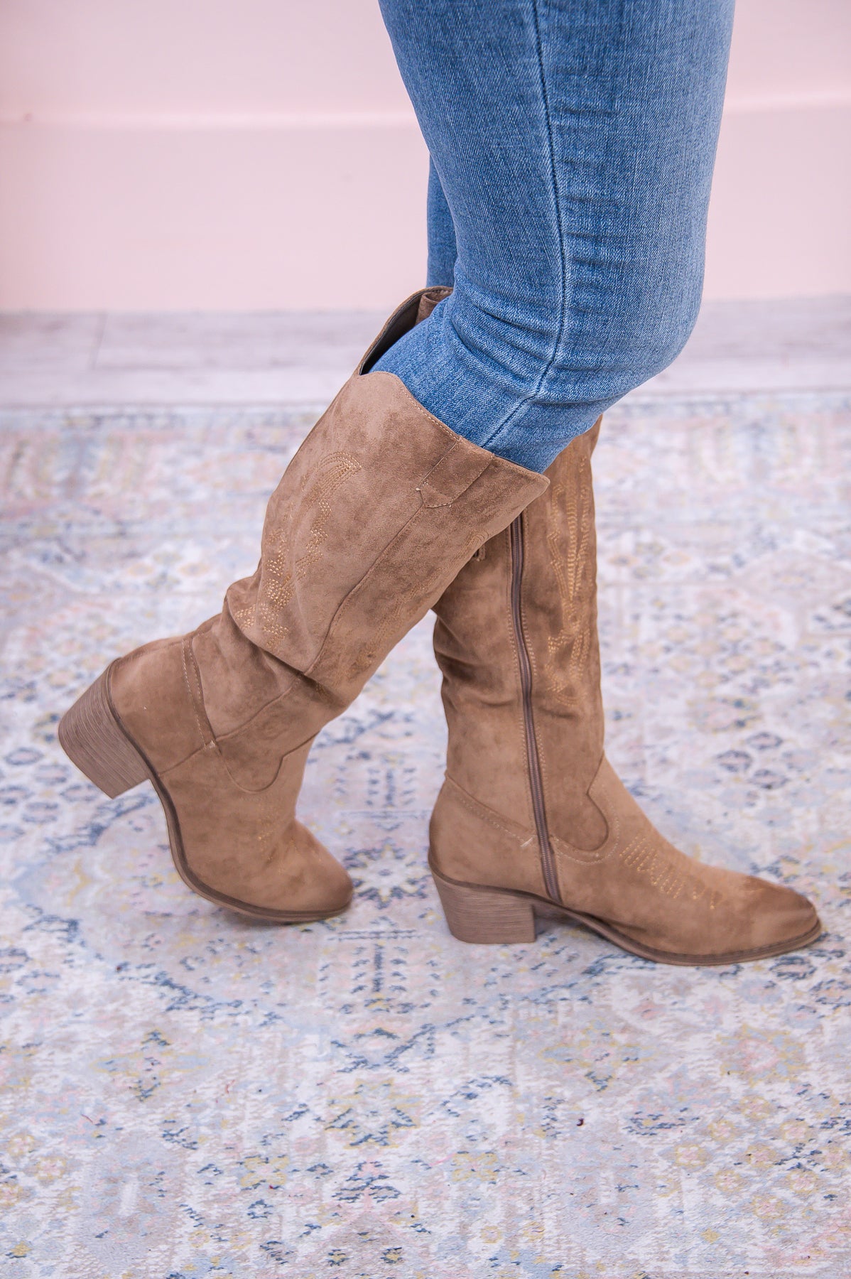 Boots Class And A Little Sass Taupe Suede Cowgirl Boots - SHO2645TA