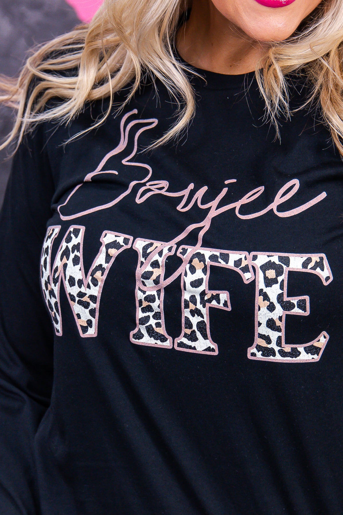 Boujee Wife Black Long Sleeve Graphic Tee - A2946BK