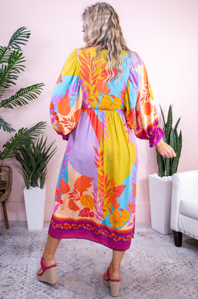Boho Babe Magenta/Multi Color Floral Dress - D5209MG