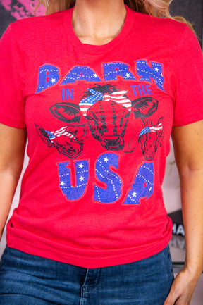 Barn In The USA Heather Red Graphic Tee - A2760HRD