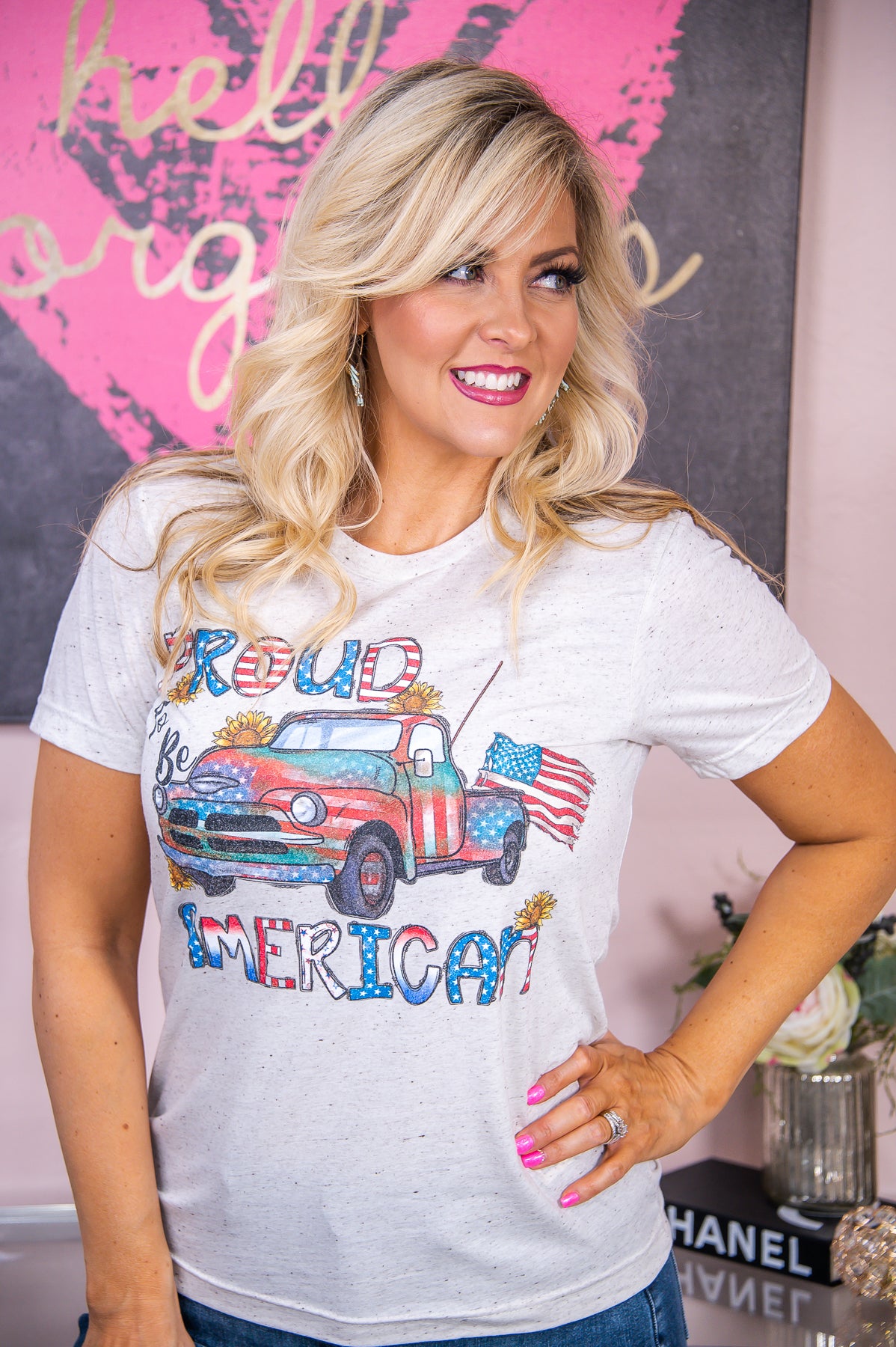 Proud To Be American Oatmeal Graphic Tee - A2755OA