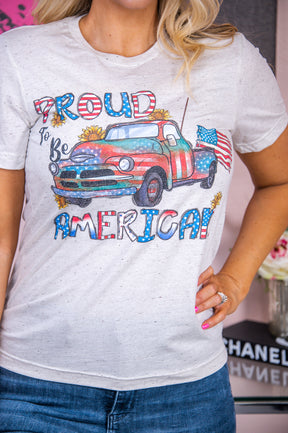 Proud To Be American Oatmeal Graphic Tee - A2755OA