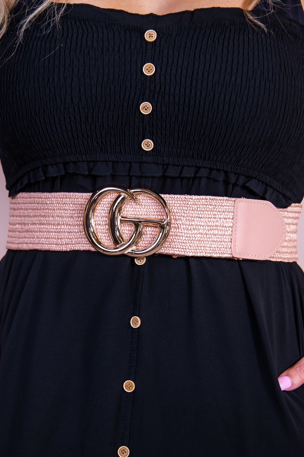 Pink/Gold Woven Regular Belt - BLT1293PK