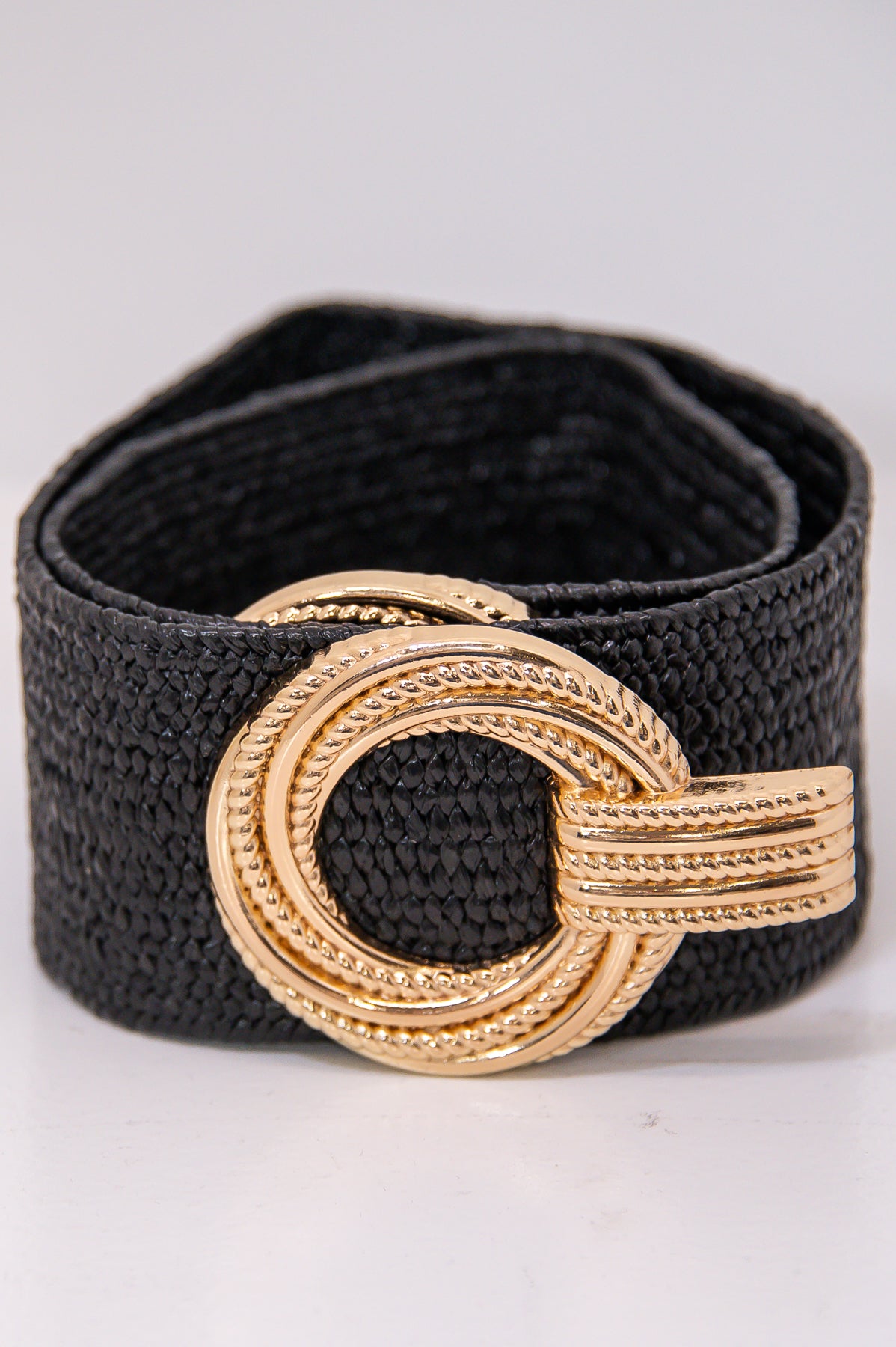 Black/Gold Woven Regular Belt - BLT1298BK