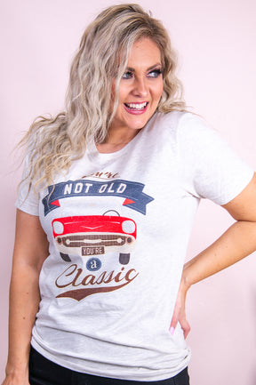 Not Old You're A Classic Heather Prism Natural Graphic Tee - A3276HPN