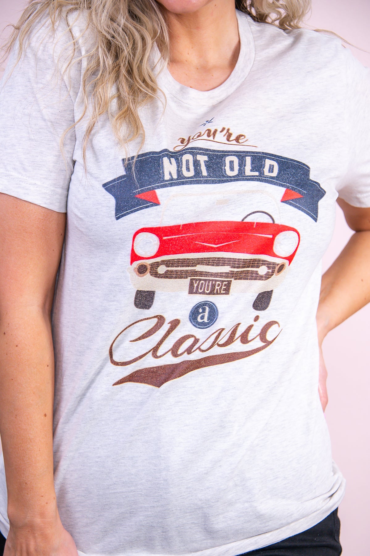 Not Old You're A Classic Heather Prism Natural Graphic Tee - A3276HPN