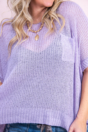 Cool By The Pool Lavender Solid Knitted Top - T9273LV