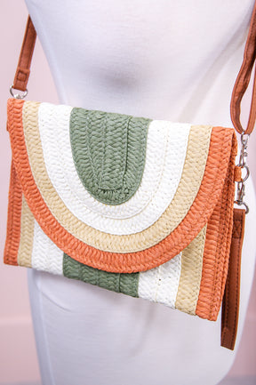 Leading Lady Olive/Multi Color Woven Bag - BAG1868OL