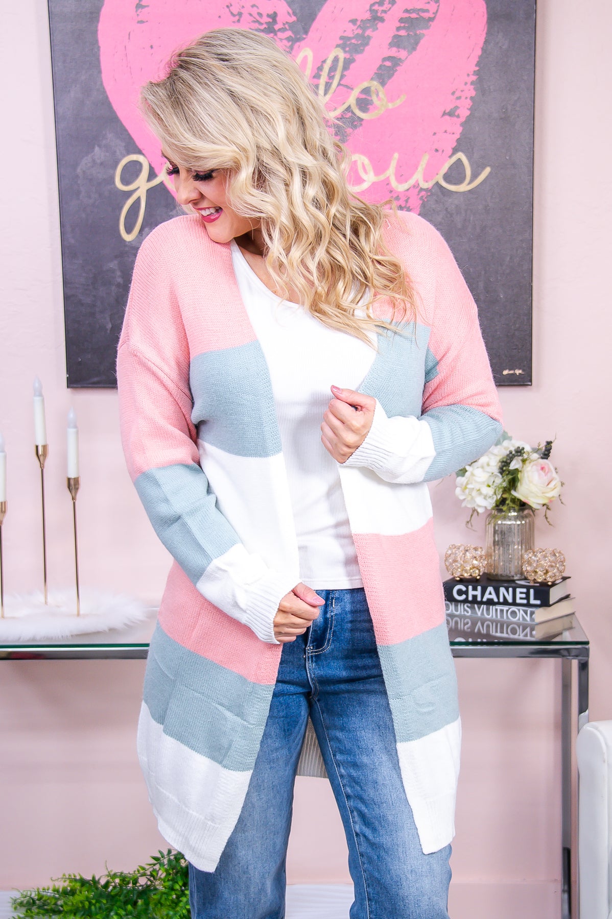 Raise Your Standards Pink/Multi Color Striped Knitted Cardigan - O4963PK