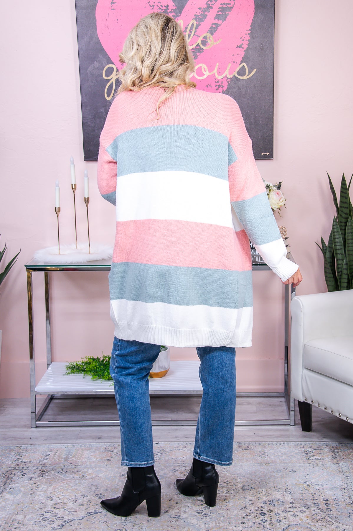 Raise Your Standards Pink/Multi Color Striped Knitted Cardigan - O4963PK