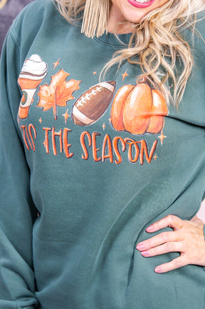 'Tis The Season Pigment Alpine Green Graphic Sweatshirt - A2963PAG