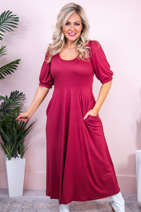 Rules Of Love Marsala Solid Maxi Dress - D5076MS