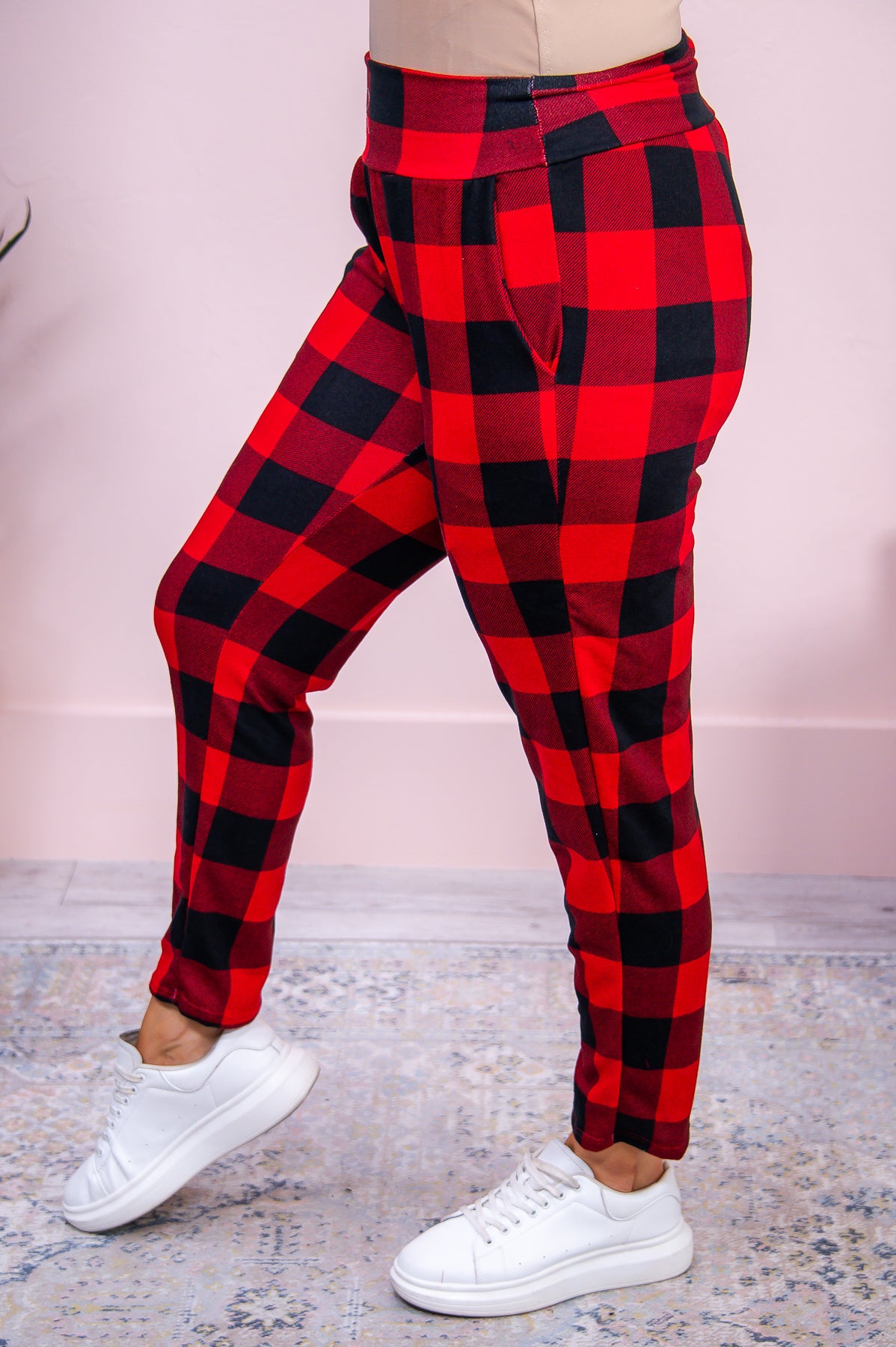 Quiet As A Mouse Red/Black Checkered Pajama Pants - PNT1537RD