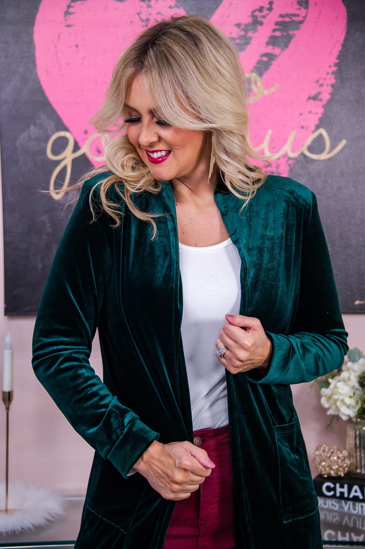 There Is Always Hope Green Velvet Long Cardigan - O4968GN