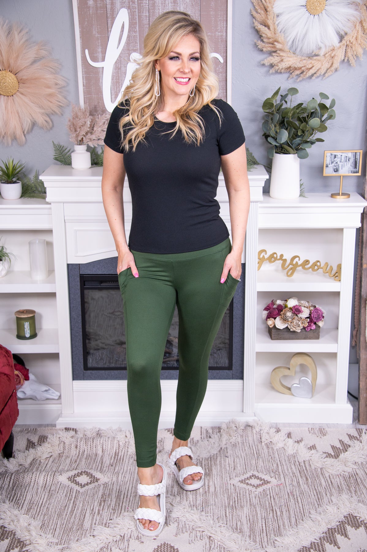 Best Contender Army Green Solid Compression Leggings - LEG3076AGN