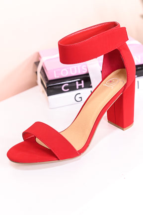 Little Miss Snow Cute Red Solid Suede Heels - SHO2638RD