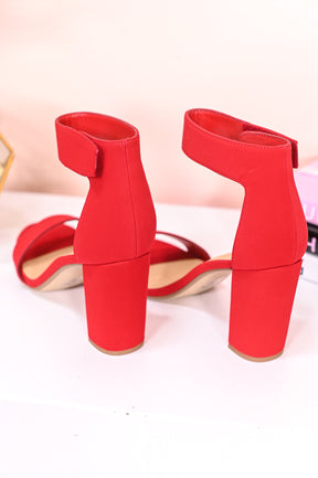 Little Miss Snow Cute Red Solid Suede Heels - SHO2638RD