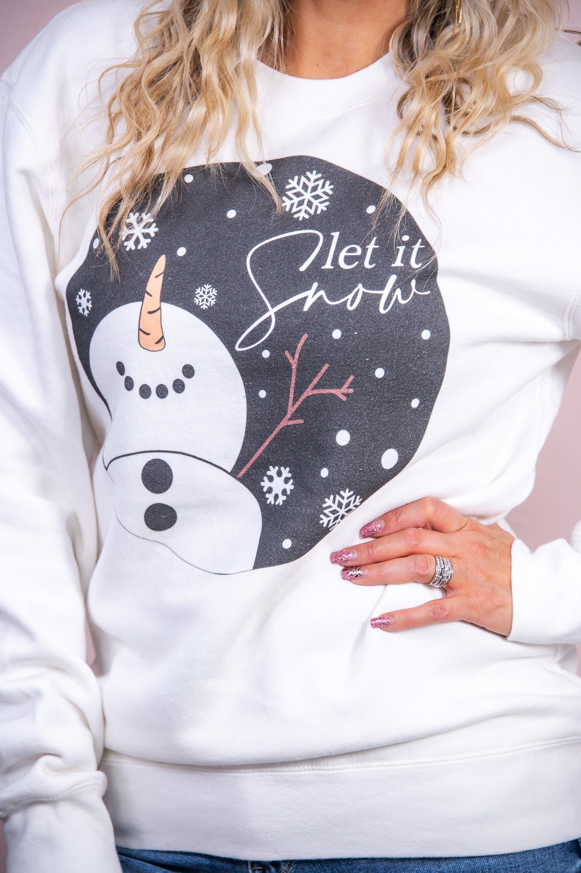 Let It Snow White Graphic Sweatshirt - A3086WH