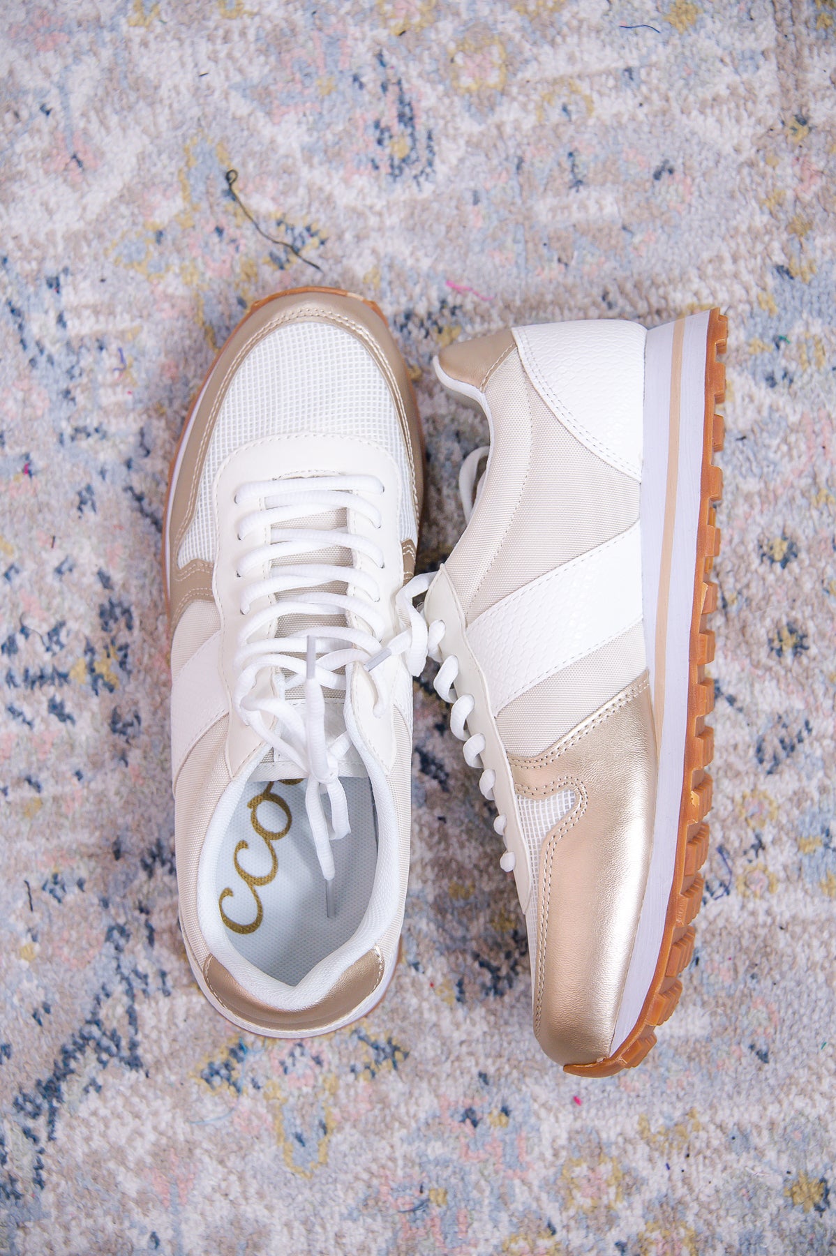 Lean Into Me Champagne/Ivory Sneakers - SHO2593CH