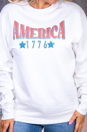 America 1776 White Graphic Sweatshirt - A2775WH
