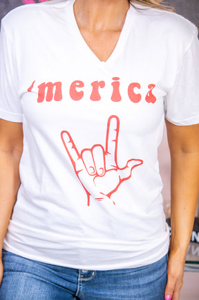 Merica White Graphic Tee - A2776WH