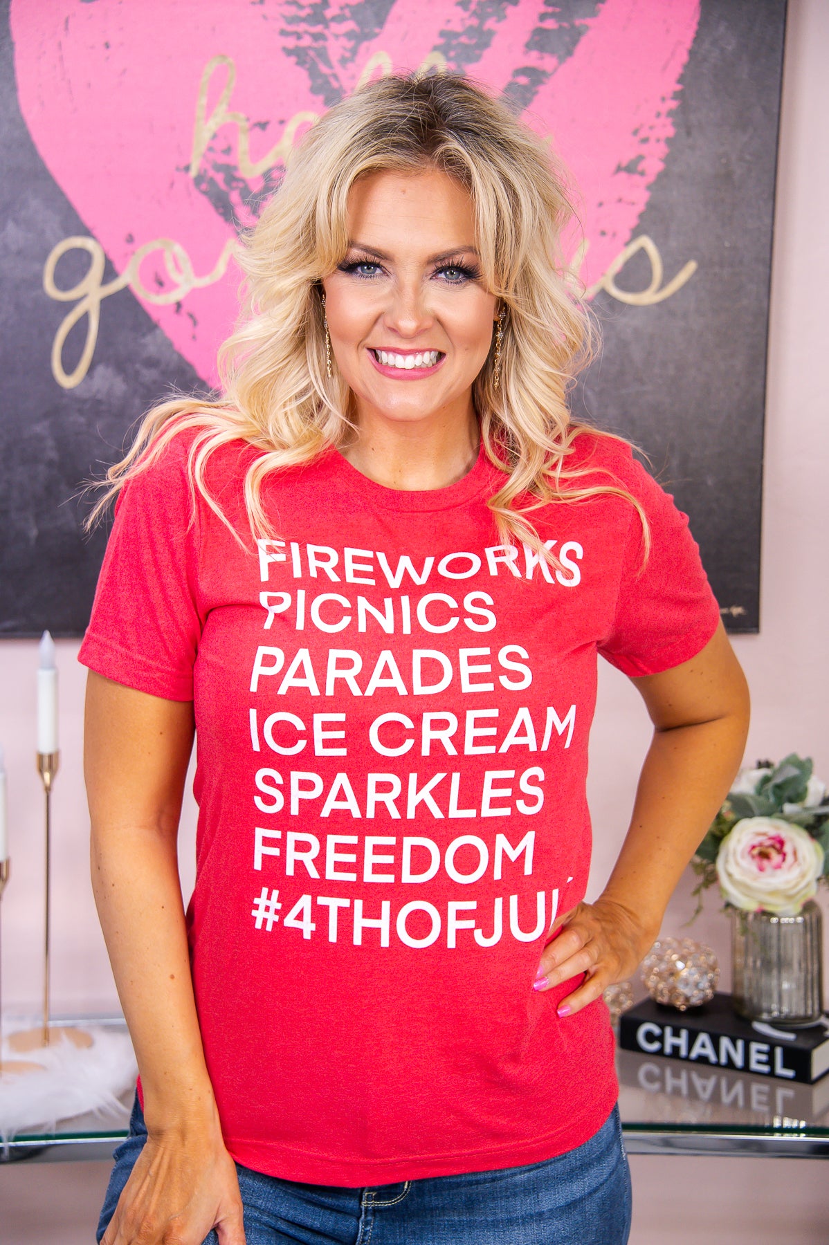 Fireworks Picnics Heather Red Graphic Tee - A2770HRD