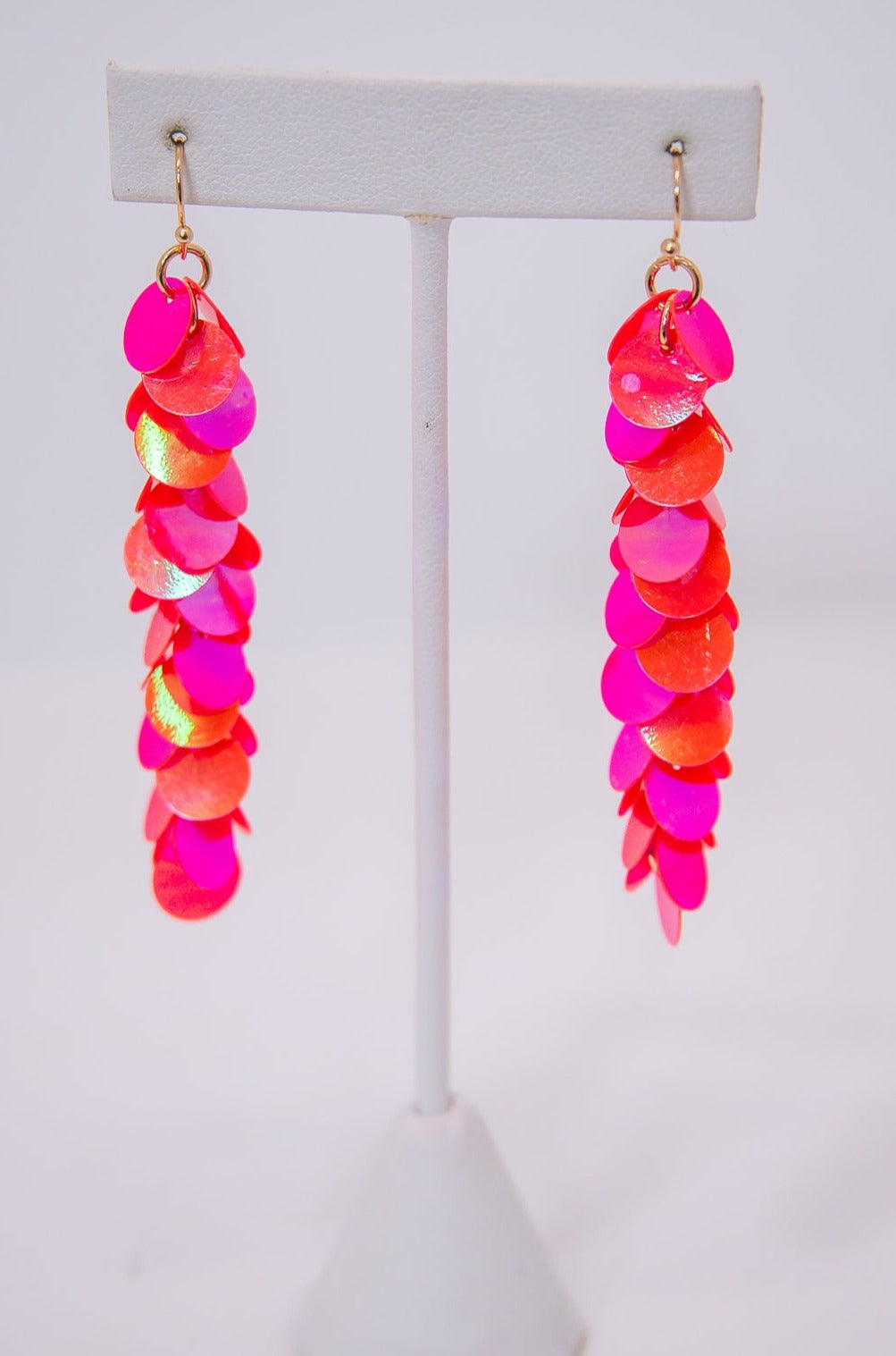 Pink/Gold Iridescent Dangle Earrings - EAR4200PK