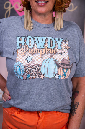 Howdy Pumpkin Premium Heather Gray Graphic Tee - A2957PHG