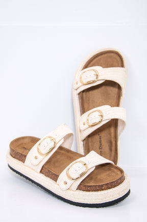 Takes Two To Tango Nude Solid Woven Sandal - SHO2698NU