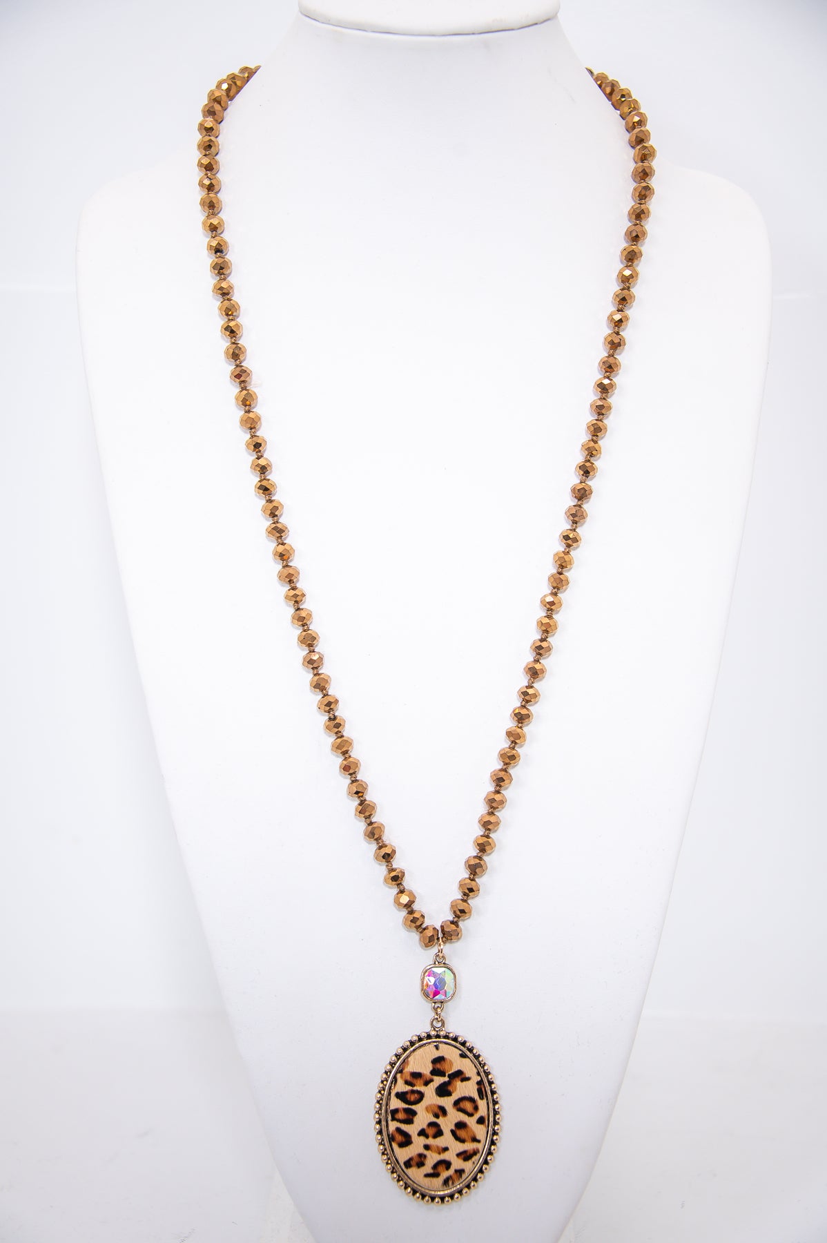 Bronze/Multi Color Beaded Pendant Necklace - NEK4306BZ