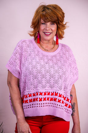 Pages Of Life Pink/Red Knitted Top - T9329PK