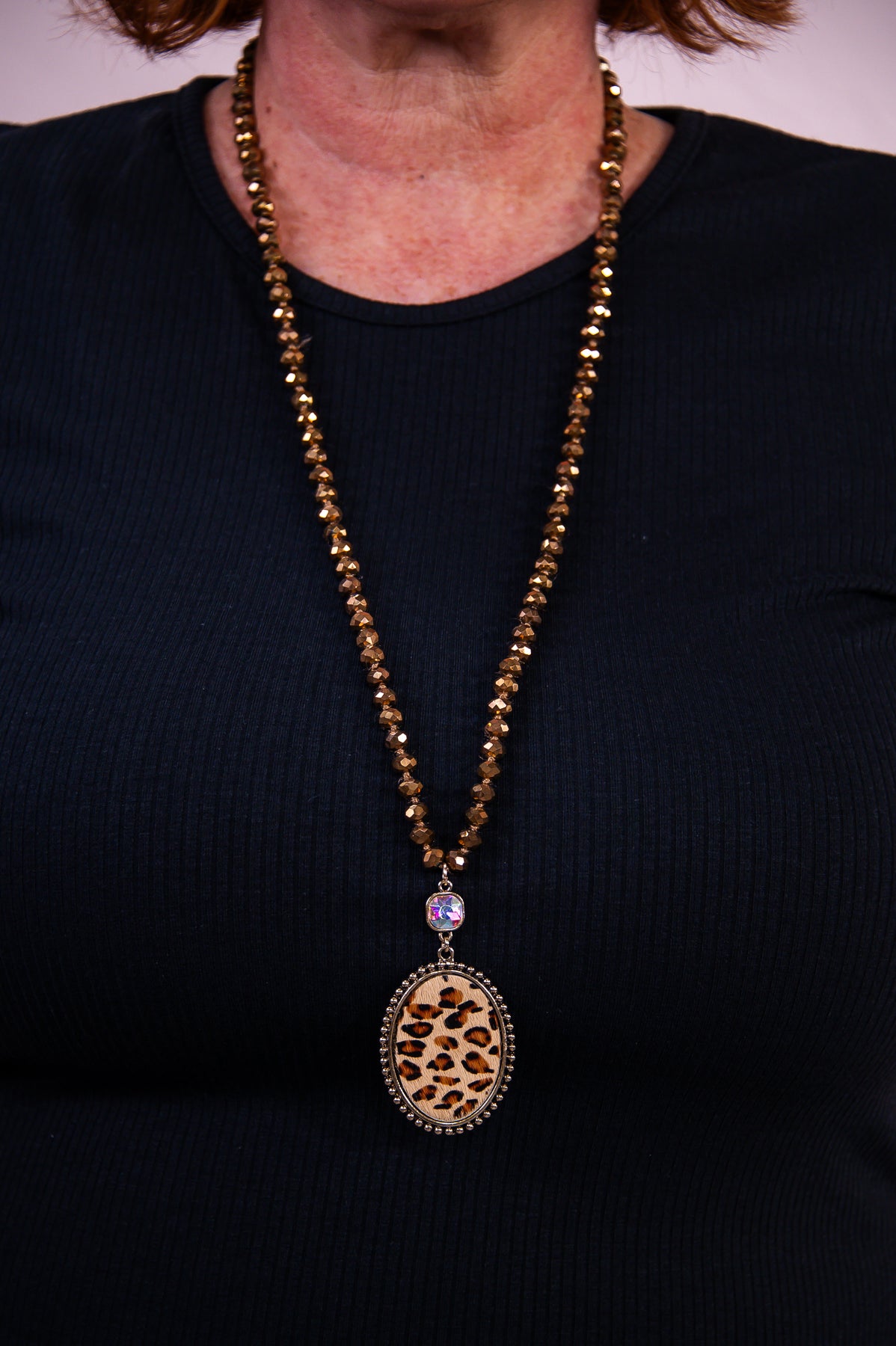 Bronze/Multi Color Beaded Pendant Necklace - NEK4306BZ