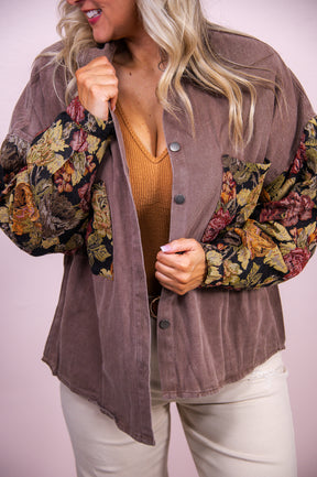 Think Like A Boss Brown/Multi Color Floral High-Low Jacket - O4979BR