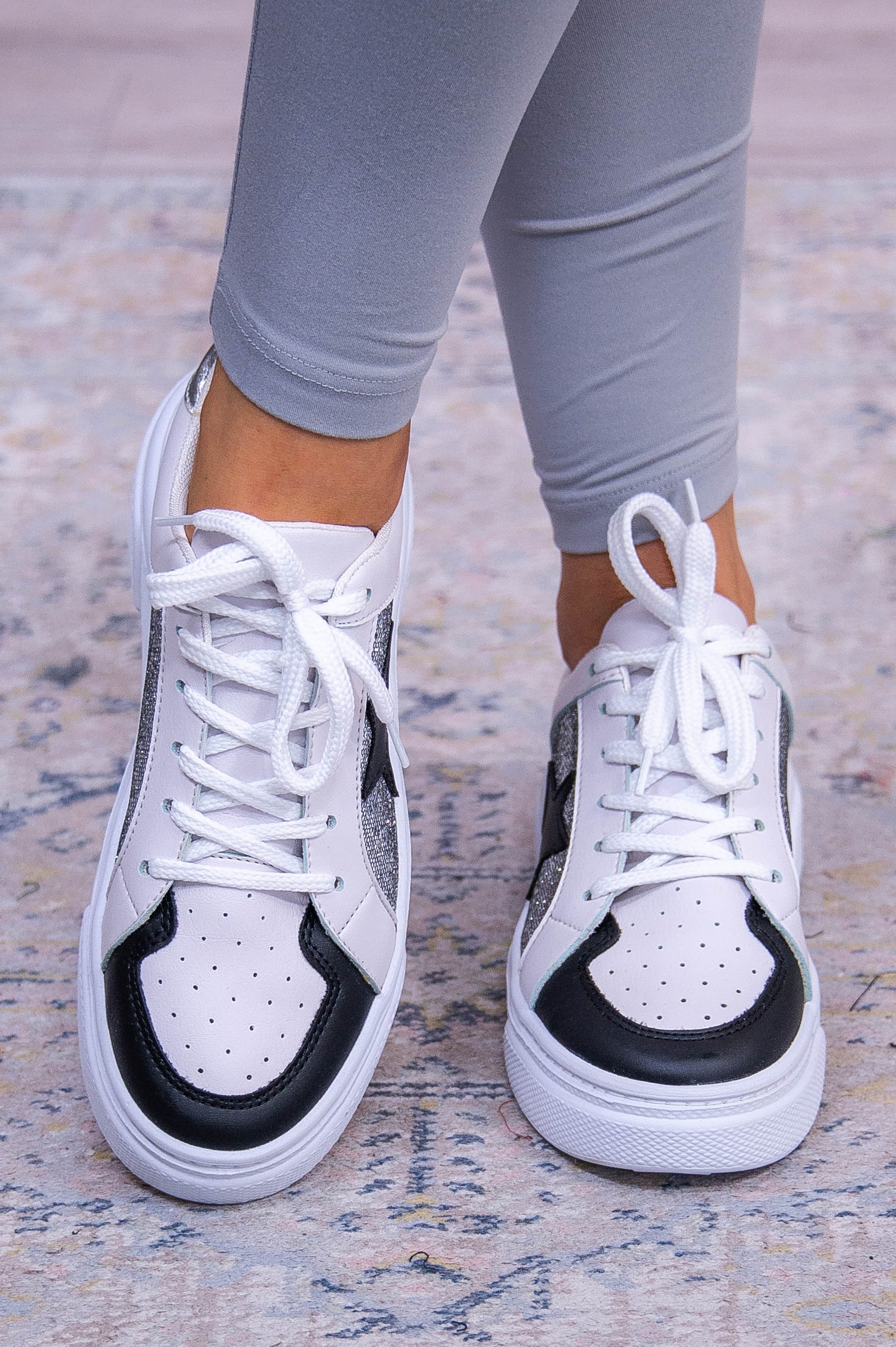 Harmony In The Stars Black/Multi Color Sequin/Star Sneakers - SHO2725BK