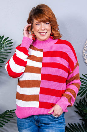In Your Lane Color Blocked Stripe Sweater - T10985MU