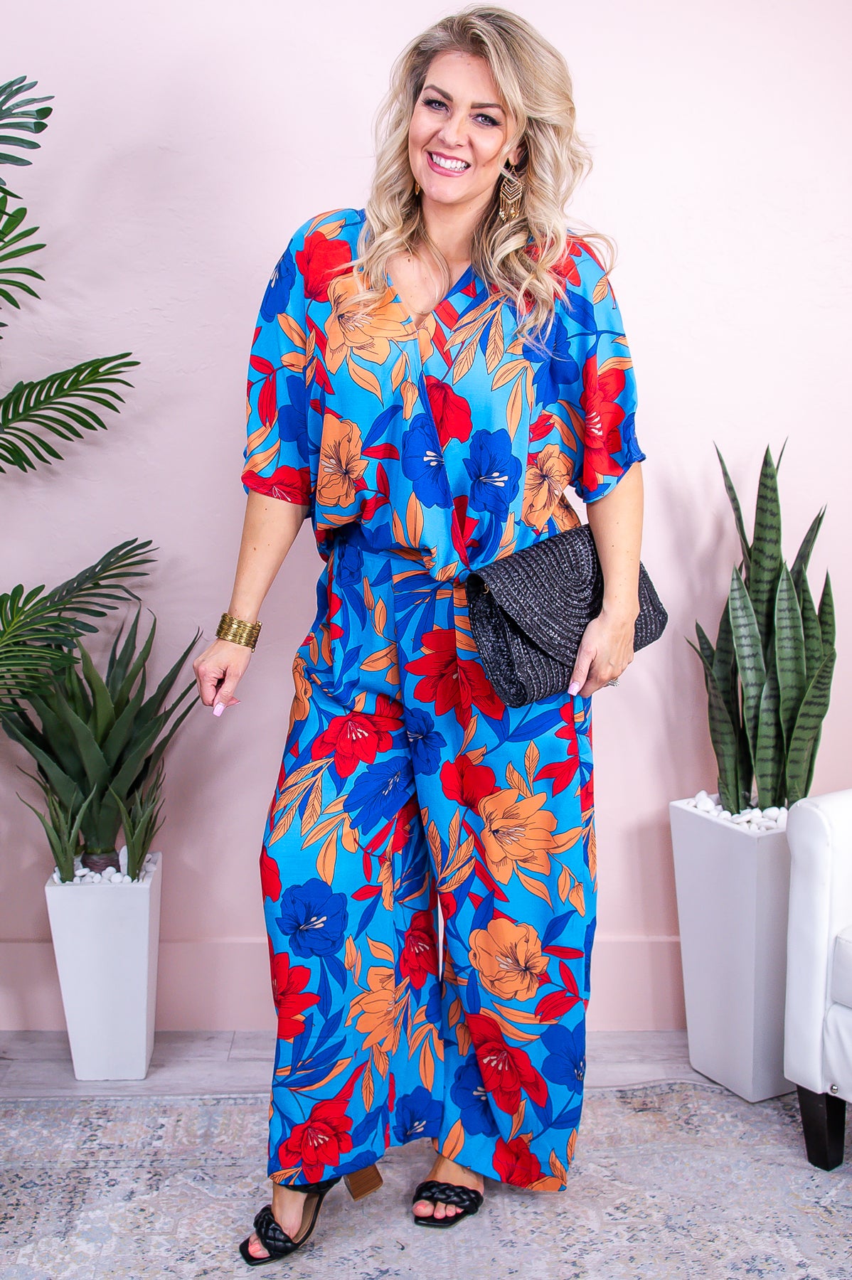 Look On The Bright Side Blue/Multi Color Floral Pants - PNT1602BL