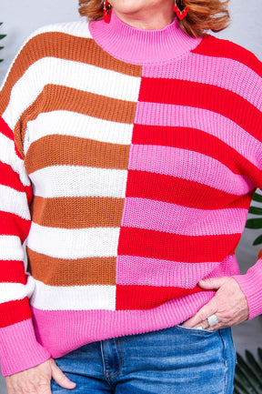 In Your Lane Color Blocked Stripe Sweater - T10985MU